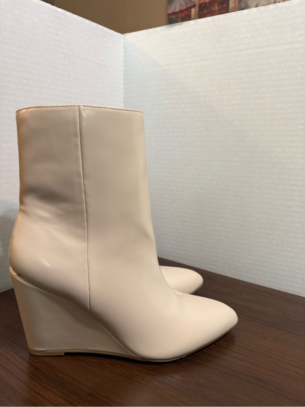 Dolce Vita Cream Wedge Ankle Boots